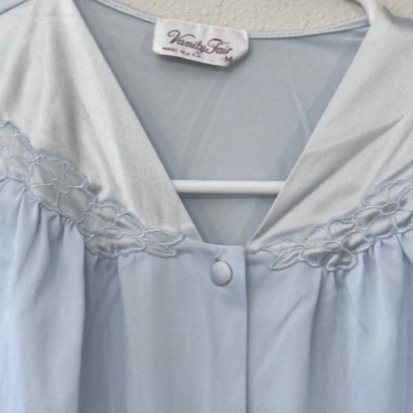 Vanity Fair Other - Vintage Vanity Fair Pajama Set Blue Nylon Lace Trim Button Front Size M USA Twee